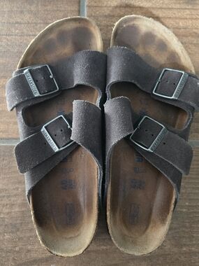 Birkenstock Arizona Suede Sandals Mens Size 7 Charcoal